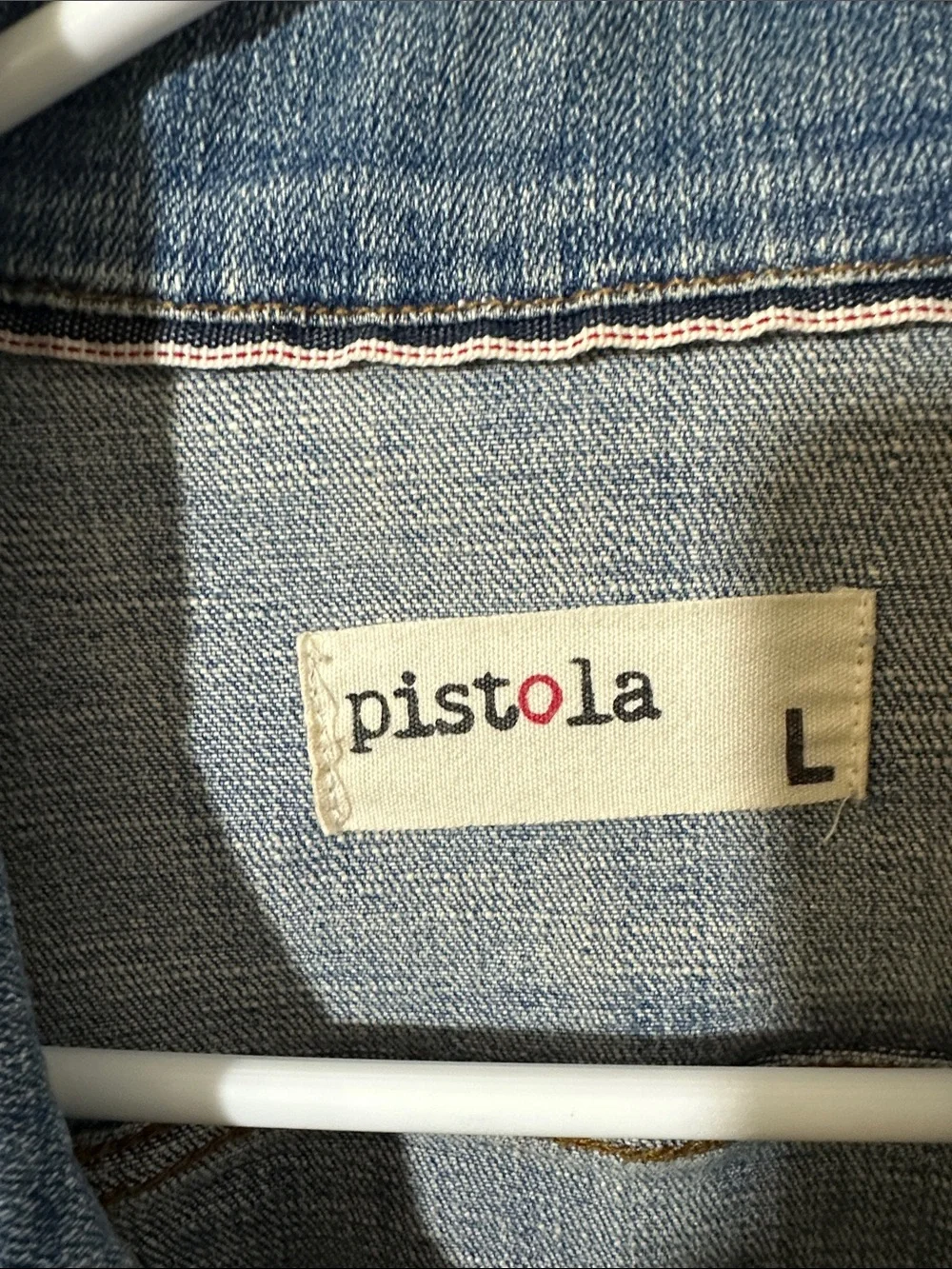 PIstola Distressed Denim Jacket Size Large